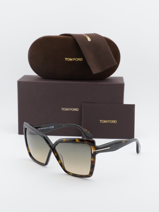 Tom Ford Fiore FT1195 52B Cat Eye Sunglasses – Dark Havana/Smoke Gradient main image 6